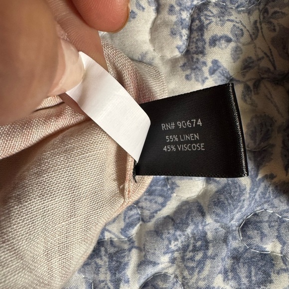 Boston Proper Floral linen embroidered Blouse - Pink and Cream - Picture 6 of 9